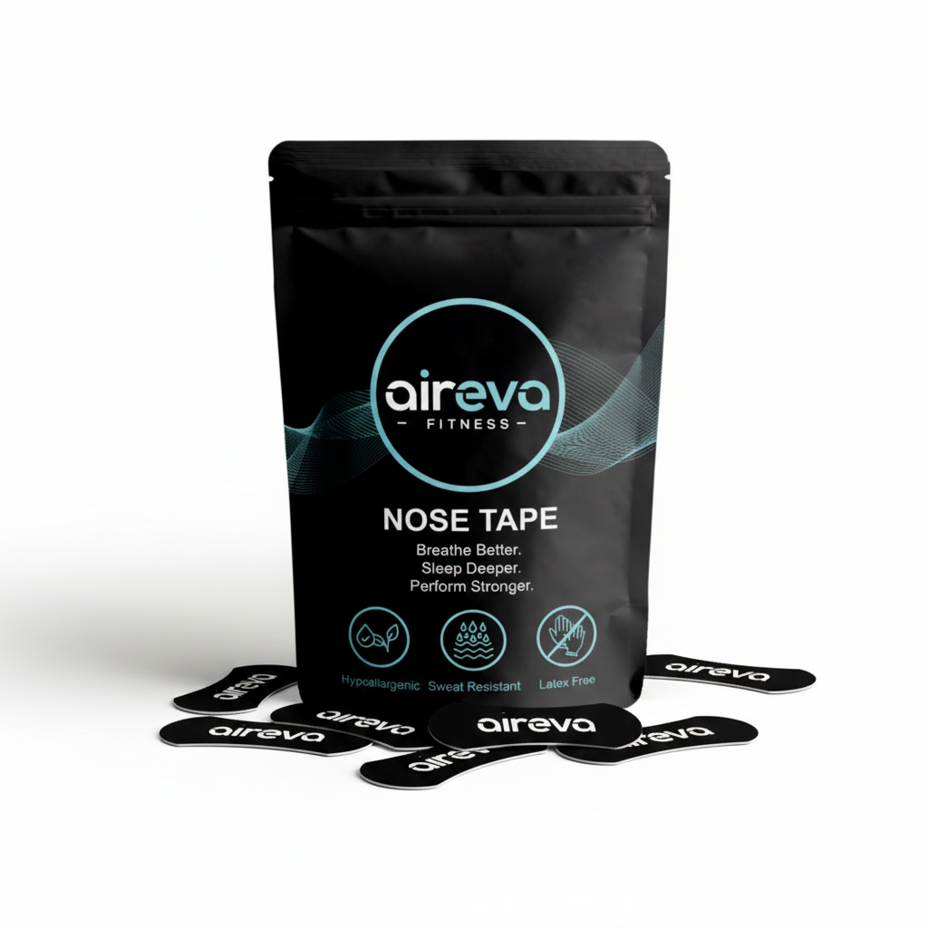 Aireva Fitness nose tape packaging with multiple tapes on a white background