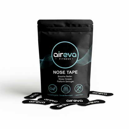 Aireva Fitness nose tape packaging with multiple tapes on a white background