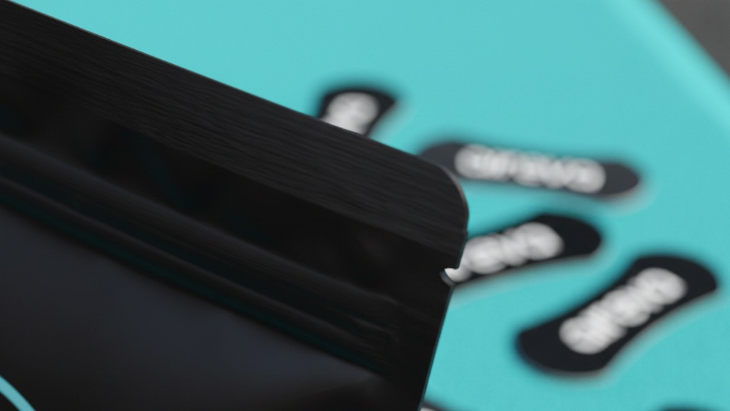 Close-up of a aireva fitness packaging with nose tape on a teal background