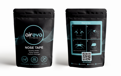 Two packages of aireva fitness nose tape on a white background
